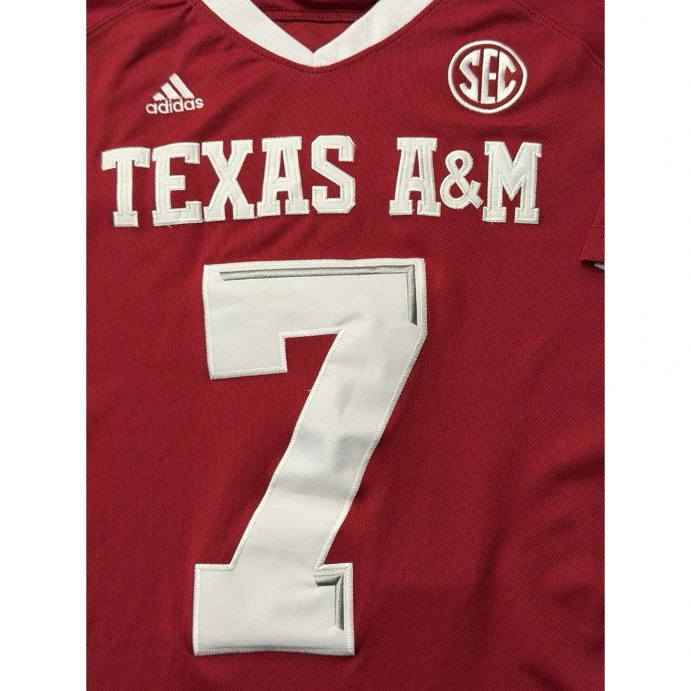 Adidas Texas A&M Aggies 7 SEC Football Jersey Mens 2XL Red Maroon Stitched
